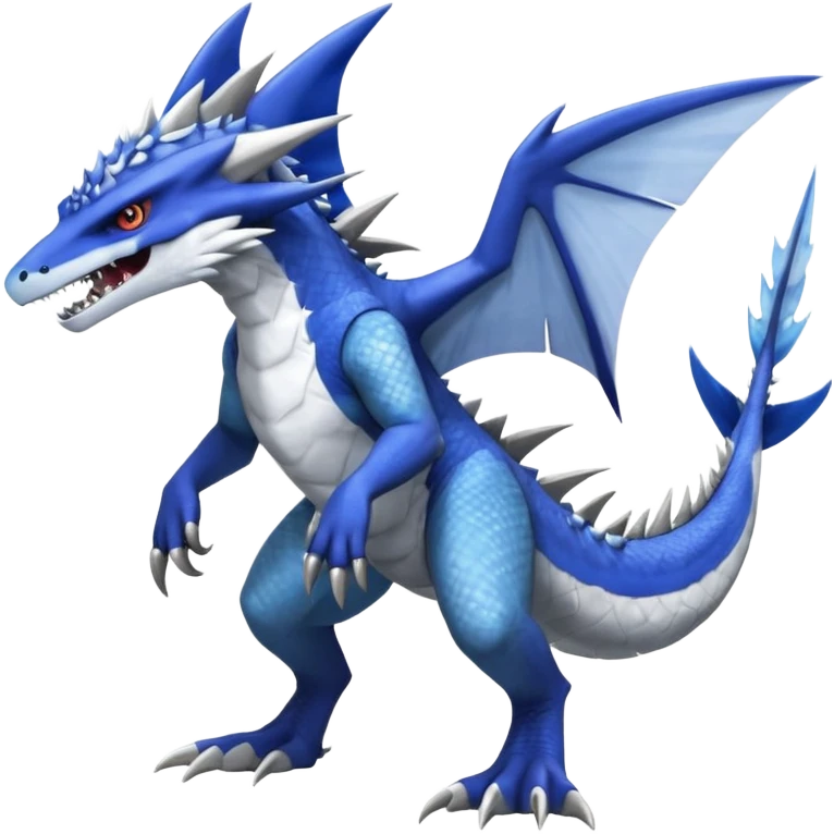 4-legged, clawing, sharp, spiky, cool, badass, angry, edgy Sergal-Sharpedo-Latios-Canine-Garchomp-Nargacuga-Silvally-Vaporeon-fusion-hybrid-creature, full body emoji