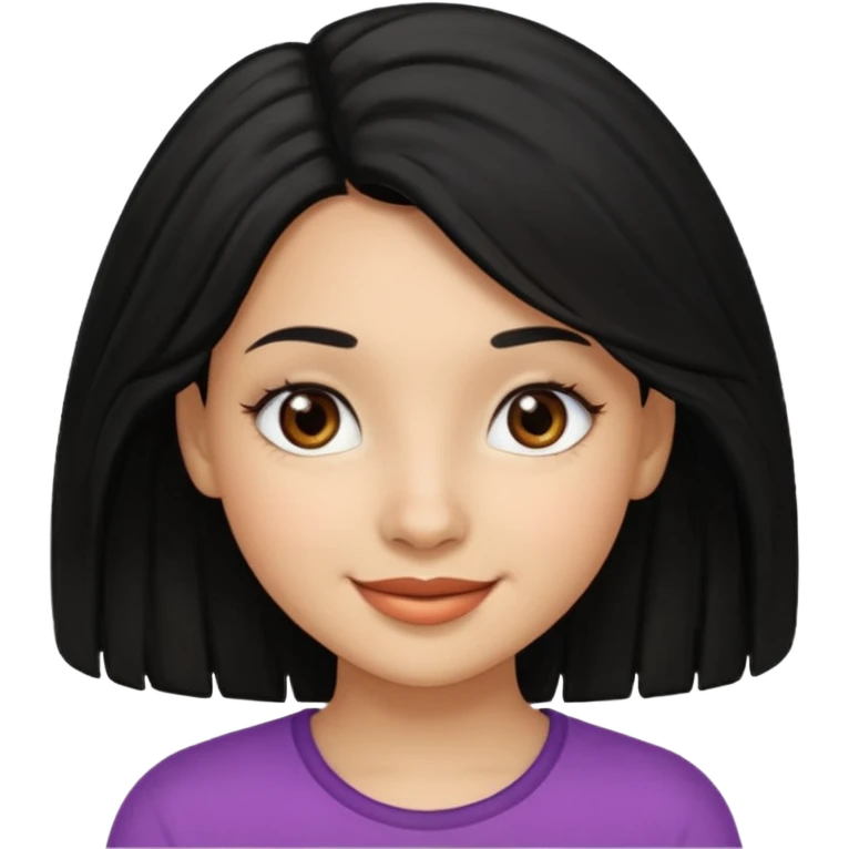 a girl that has black 3c hair textures and lightskin, It has brown eyes, a nose, lips, and it’s smiling. emoji