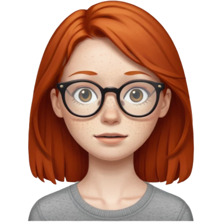 Skinny red head with glasse emoji