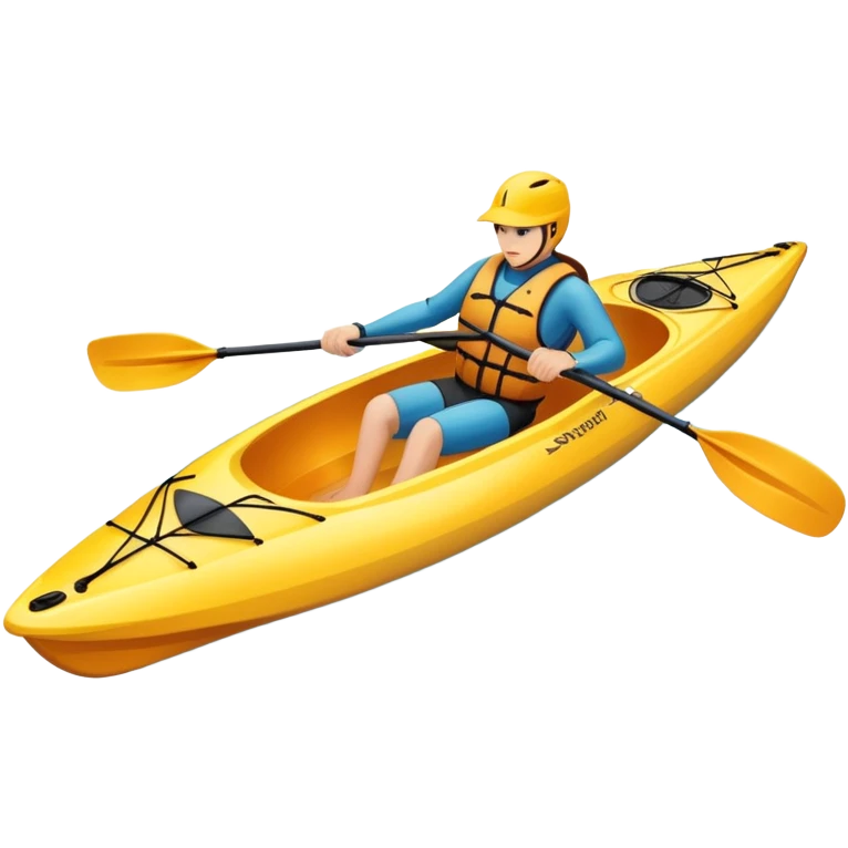 An icon showing a close-up of a sleek kayak with double-bladed paddles gliding through water. Splashes surround the boat as it cuts across a calm surface, symbolizing speed and focus. Transparent background emphasizes the dynamic and personal nature of kayak paddling. emoji
