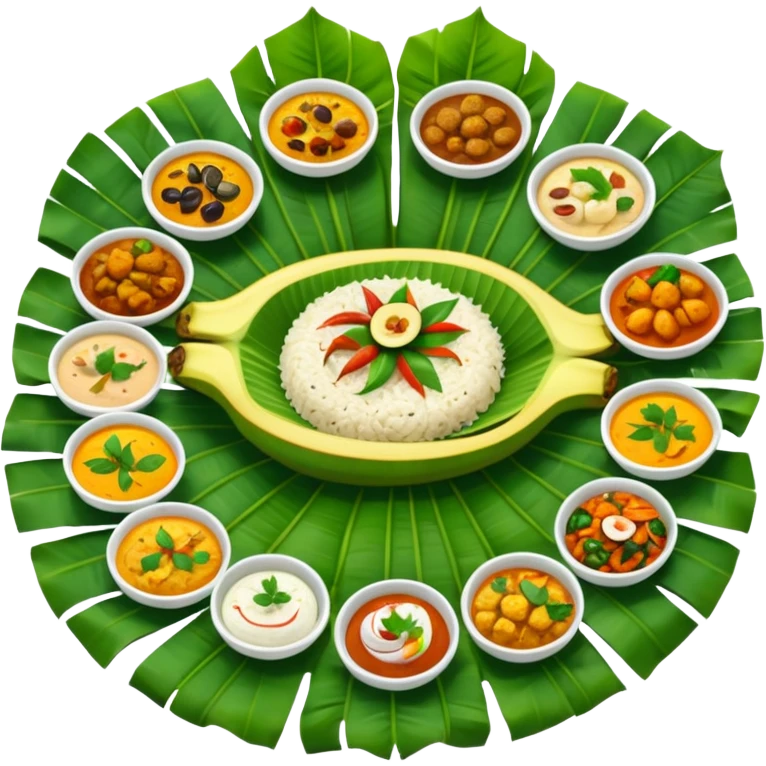 Kerala sadhya in large long banana leaf emoji