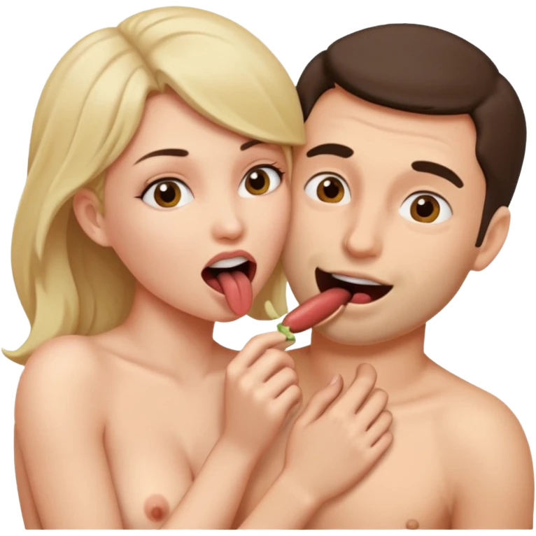 나체의 여성이 남성의 성기를 물고 있다 emoji