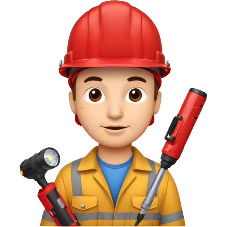 a mole with drill, worker, red helmet, headlamp emoji