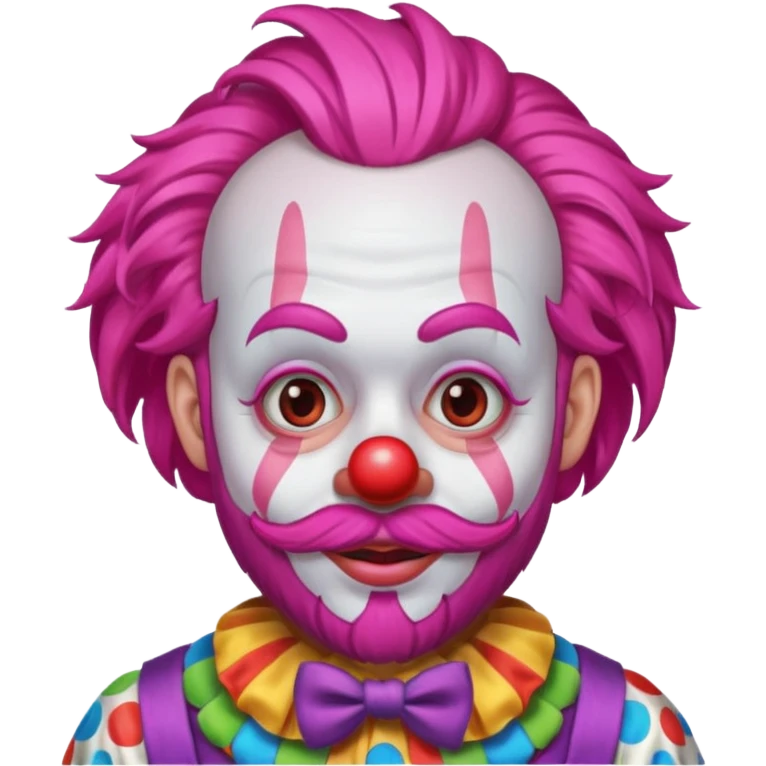 clown with beard, clown outfit, pink hair emoji