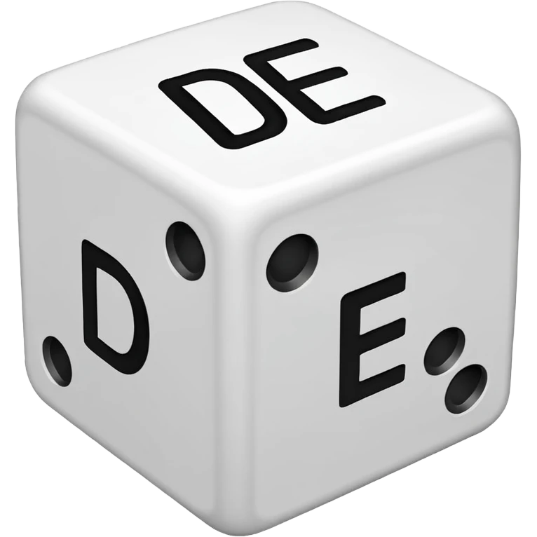 create a dice with der die das written on each visible side emoji