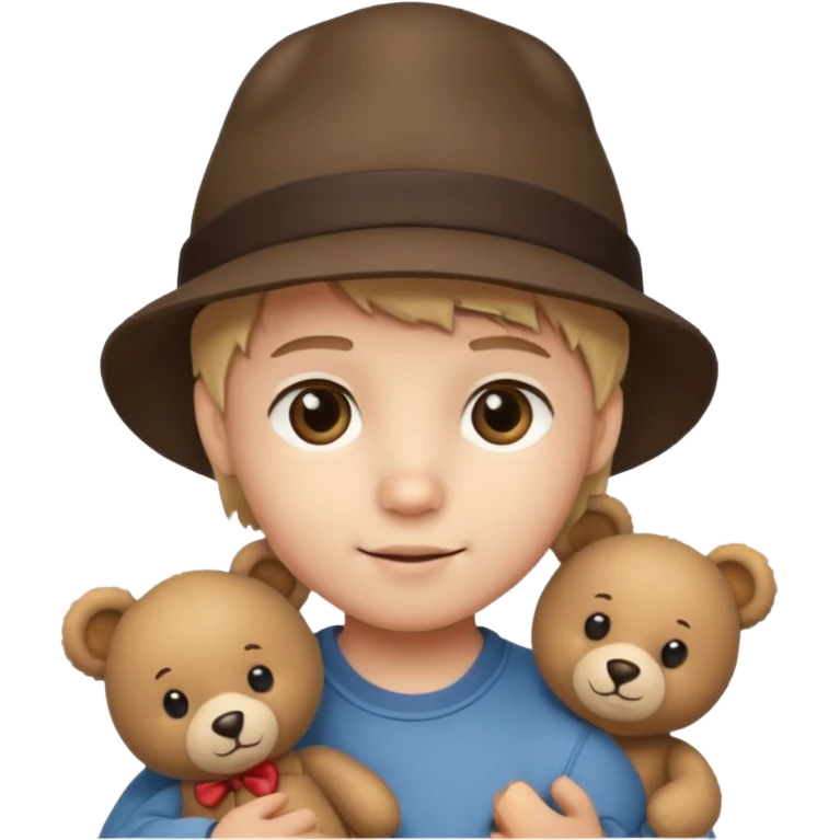 kid wearing hat with teddy bear  emoji