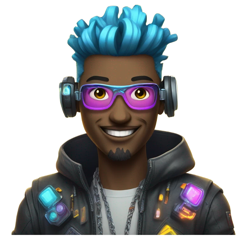 cyberpunk man happy emoji