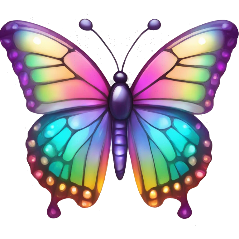 One Shiny-Colorful-Iridescent-Sparkle-Rainbow-Gradient-Crystal-Gem-Butterfly-Crystal-Fly emoji