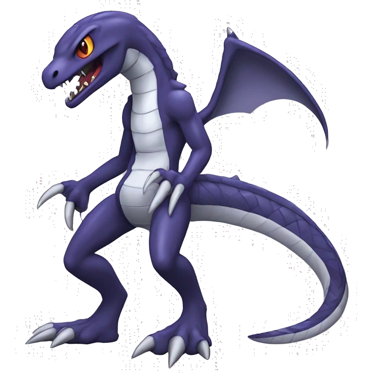 Cool Edgy Seviper-Garchomp Fakémon Digimon with Edgy markings, full body, outlined emoji