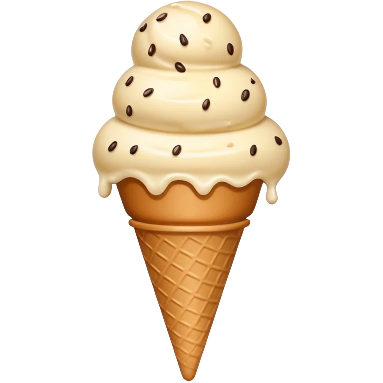 caramel-colored stracciatella ice cream scoop on a beige cone emoji