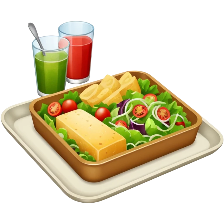 rectangle tray meal with  salad emoji