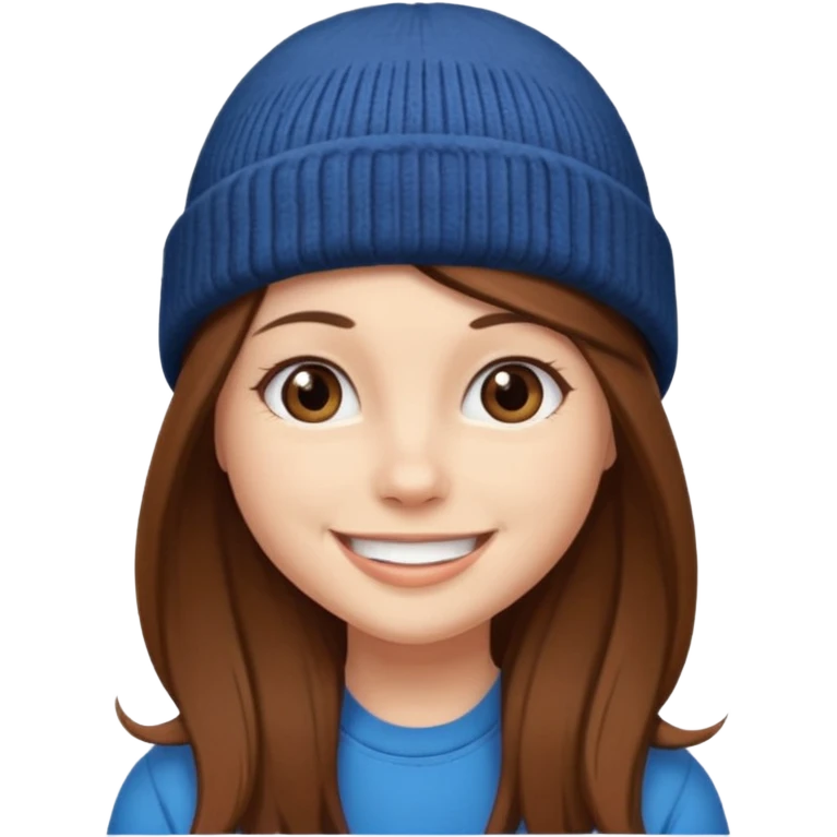 Girl with long brown hair and wearing a beanie
 emoji
