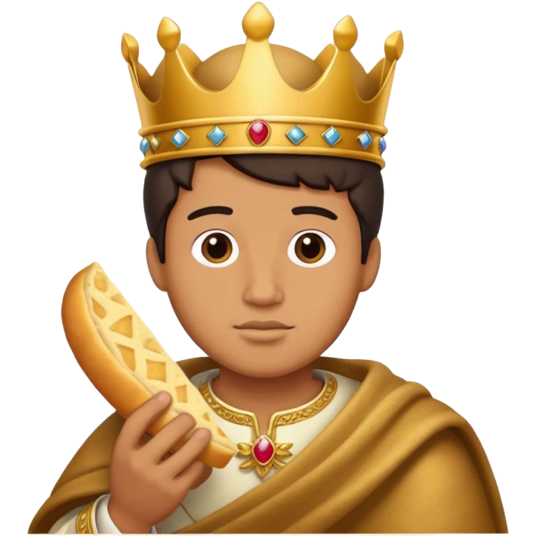 photorealistic king eats bread emoji