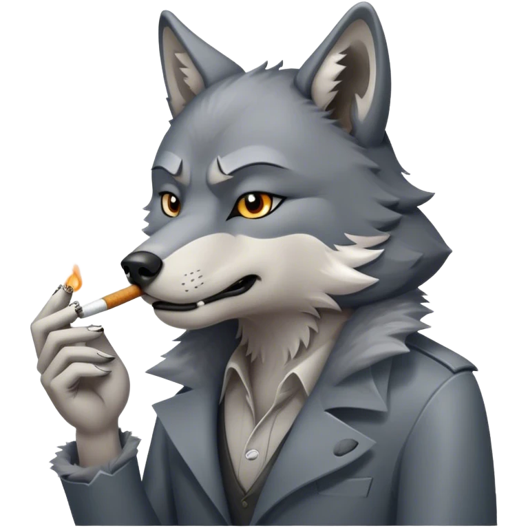wolf smoking cigarette  emoji