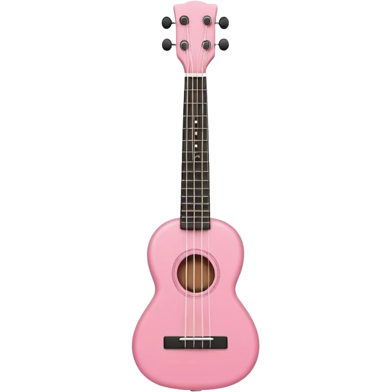 Minimalistic flat vector icon, iOS style, thin black contour on white background. Small pink ukulele with four strings. Clean, modern, no text, no shadows emoji