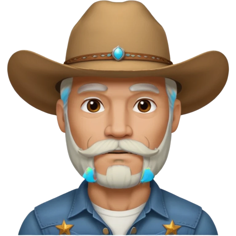 muscular tattooed on face and mustached cowboy long white hair and beard  emoji