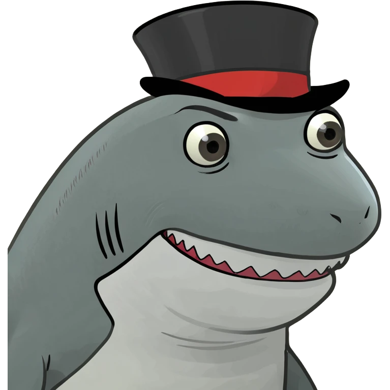 Shark with a top hat emoji