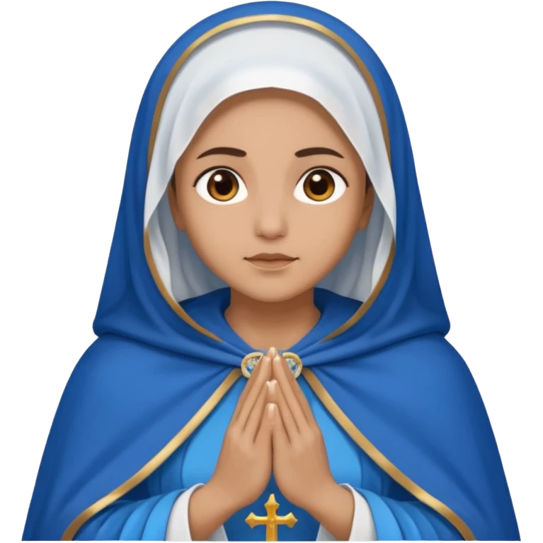 Nossa senhora das graças com AURA, manto azul e vel branco, com mãos postas emoji