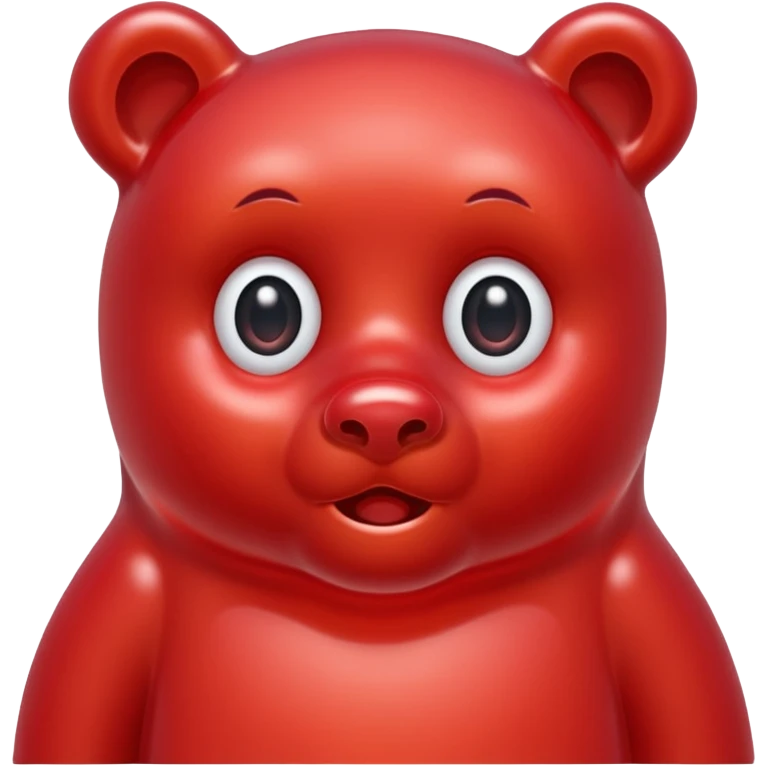 beautiful red gummy bear with eyes and long hair only head emoji