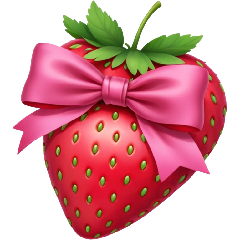 A strawberry with a bow   pink no face emoji