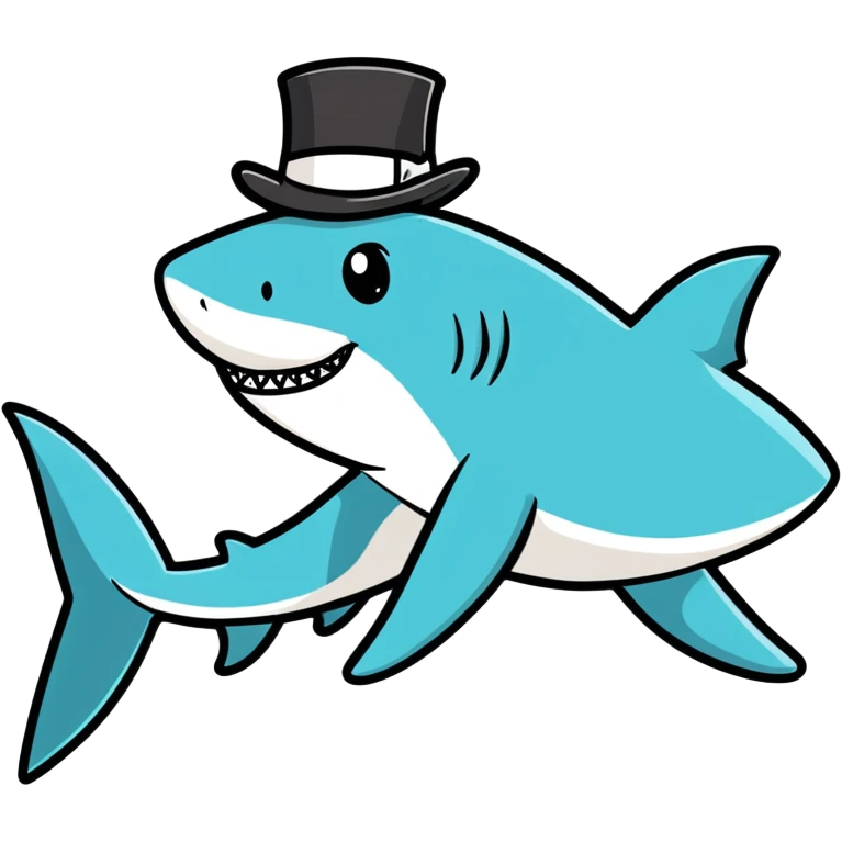 Shark with a top hat emoji