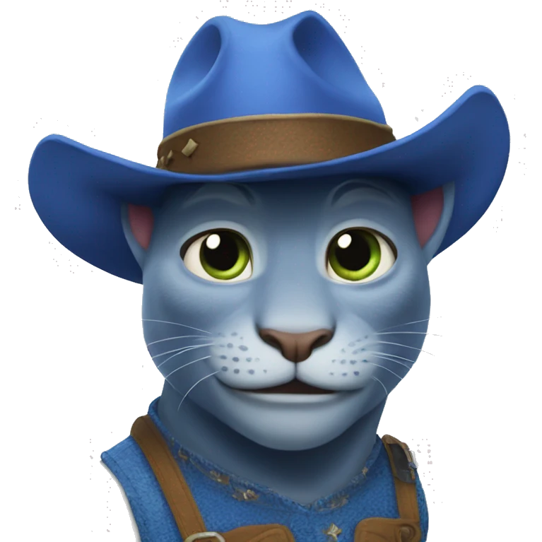 catlike blue Shrek with rodeo hat emoji
