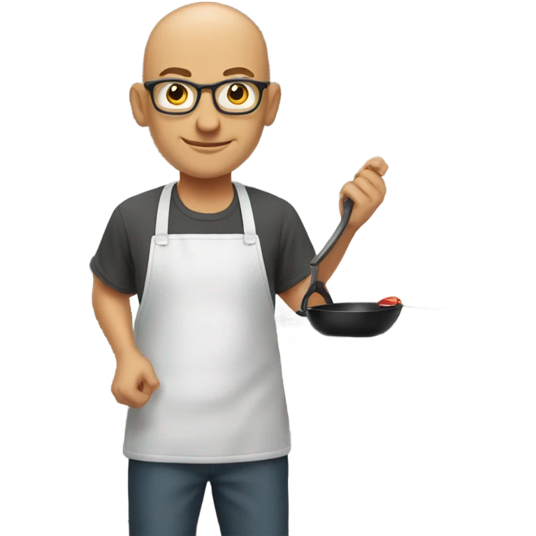 Bald man cooking emoji