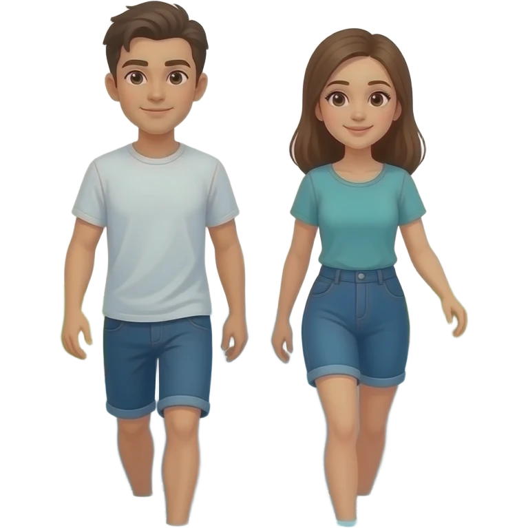 two figure walk down into river emoji