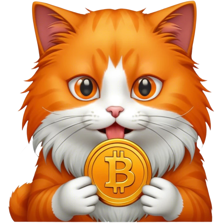 Cat eating bitcoin emoji