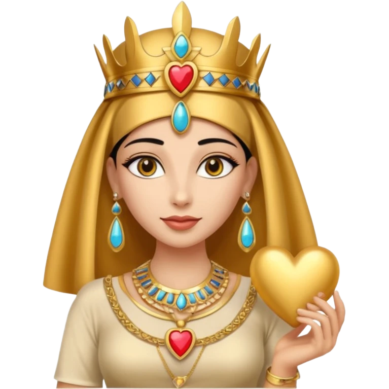 Queen of ancient Egypt holding heart  emoji