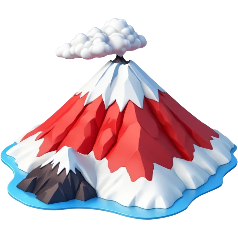 Create a 3D Mount Fuji with red color.  emoji