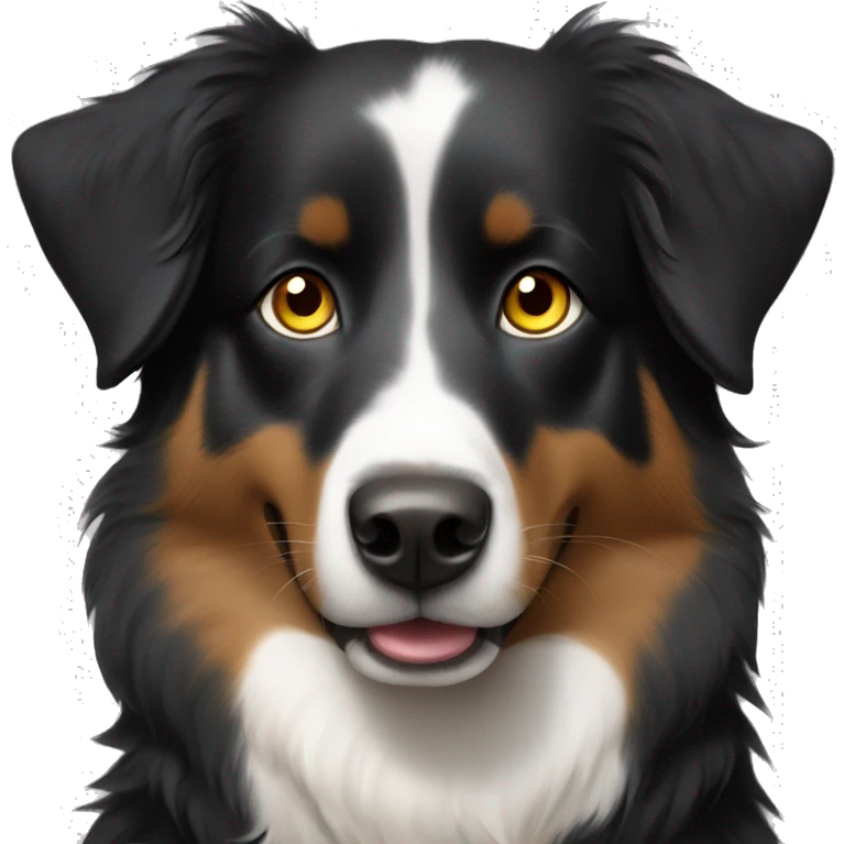 black Australian shepherd without white with yellow eyes and a lowered ear emoji
