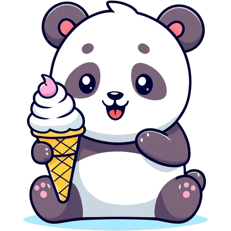 Panda eating ice cream emoji