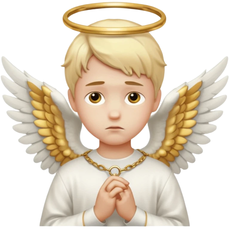 boy angel , sad, white wings, golden ring emoji