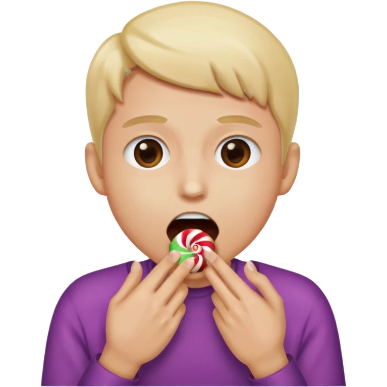 Opening your mouth to eat candy from someone’s hands emoji
