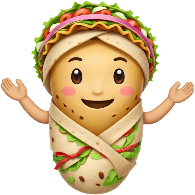 A burrito with arms bow on top emoji