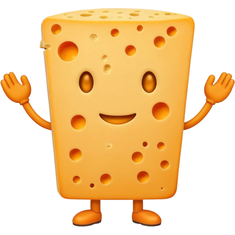 A cheese with arms and legs and a gritted face emoji