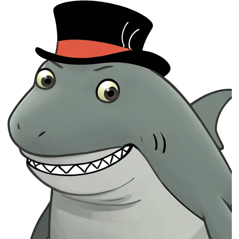 Shark with a top hat emoji