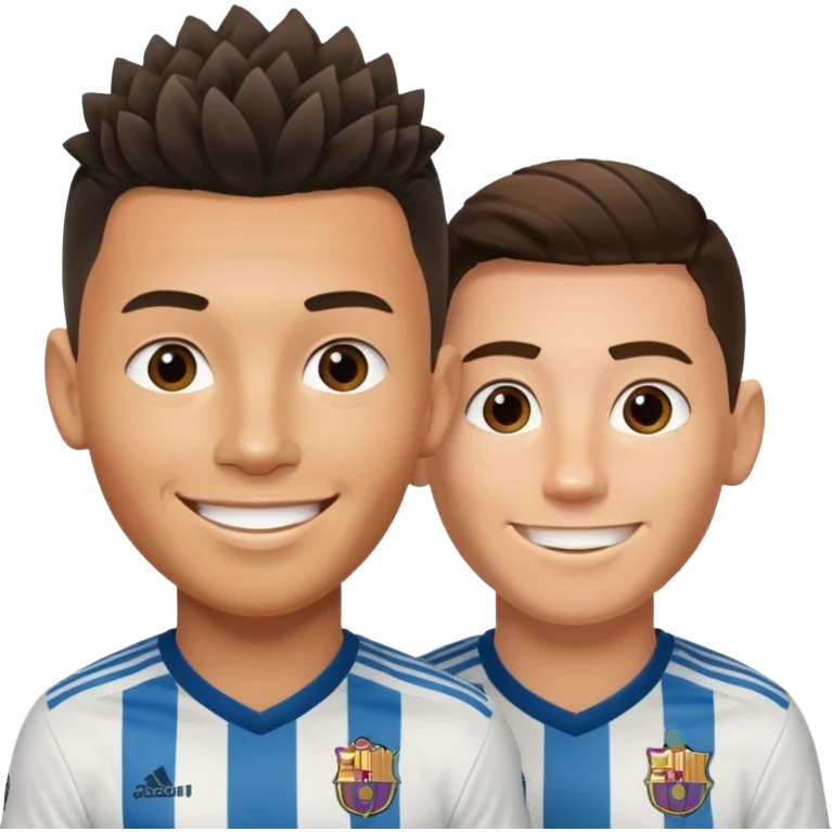 Prime noodle hair ronaldo and prime 2012 messi Smiling in one Photo and make it realistic  emoji