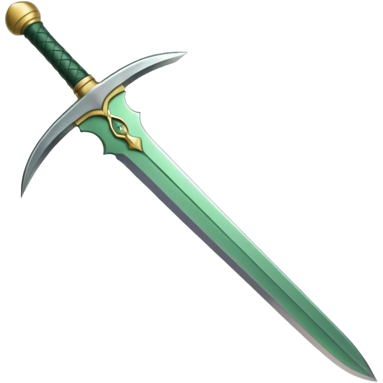 Double-edged arched sword with green color emoji