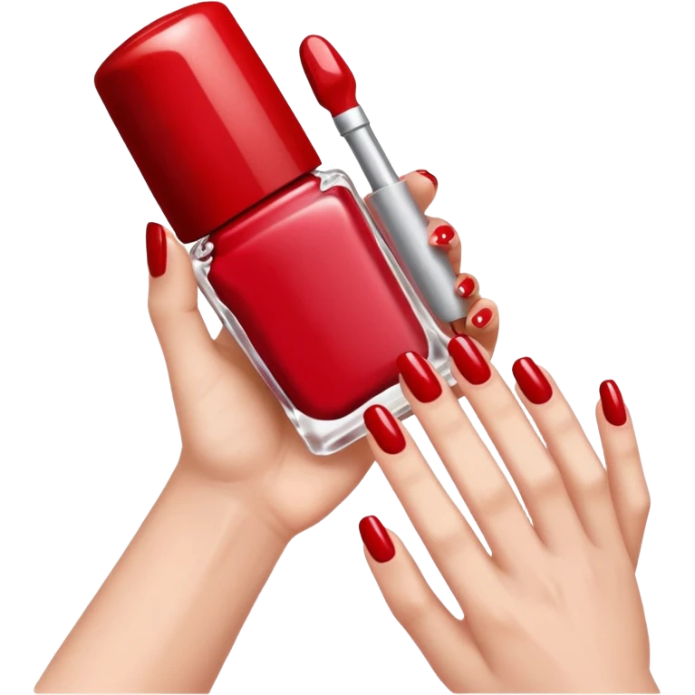 hand with painted nails and nail polish bottle emoji