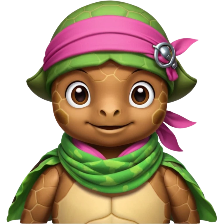 cute sea turtle wearing a pink pirate scarf emoji