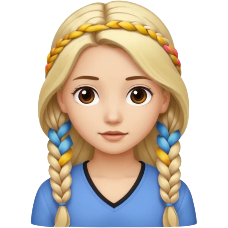 Girl long flowing blonde hair and  girl with DARK BROWN HAIR ONE BRAID on one side.   emoji