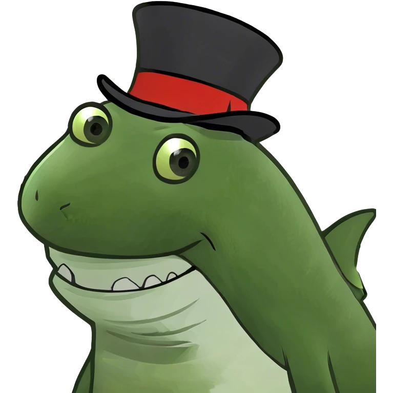 Shark with a top hat emoji