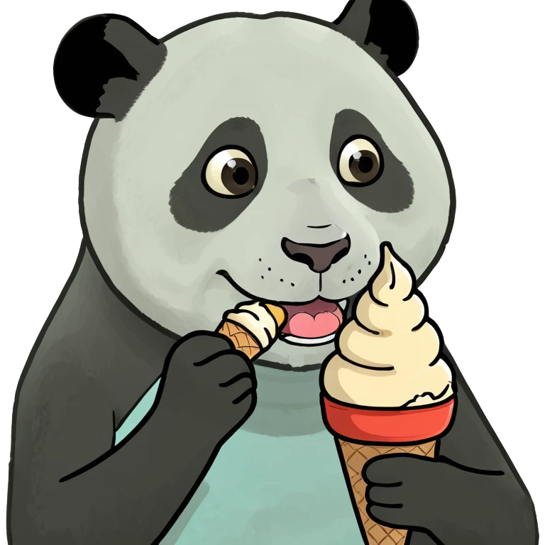 Panda eating ice cream emoji