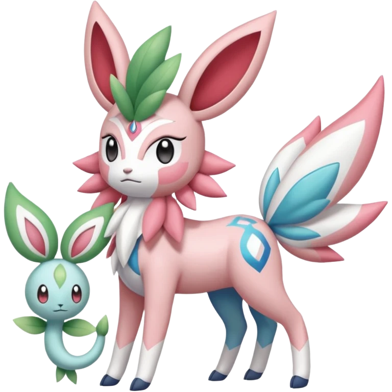 Shaymin-Sylveon-Meloetta-Cresselia-Amaura-Pokémon-Fakémon-fusion, full body emoji