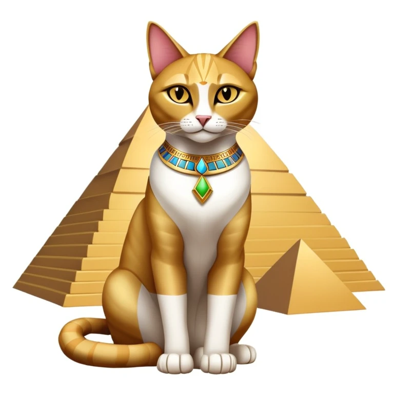 Egyptian cat full body sitting with pyramids background emoji