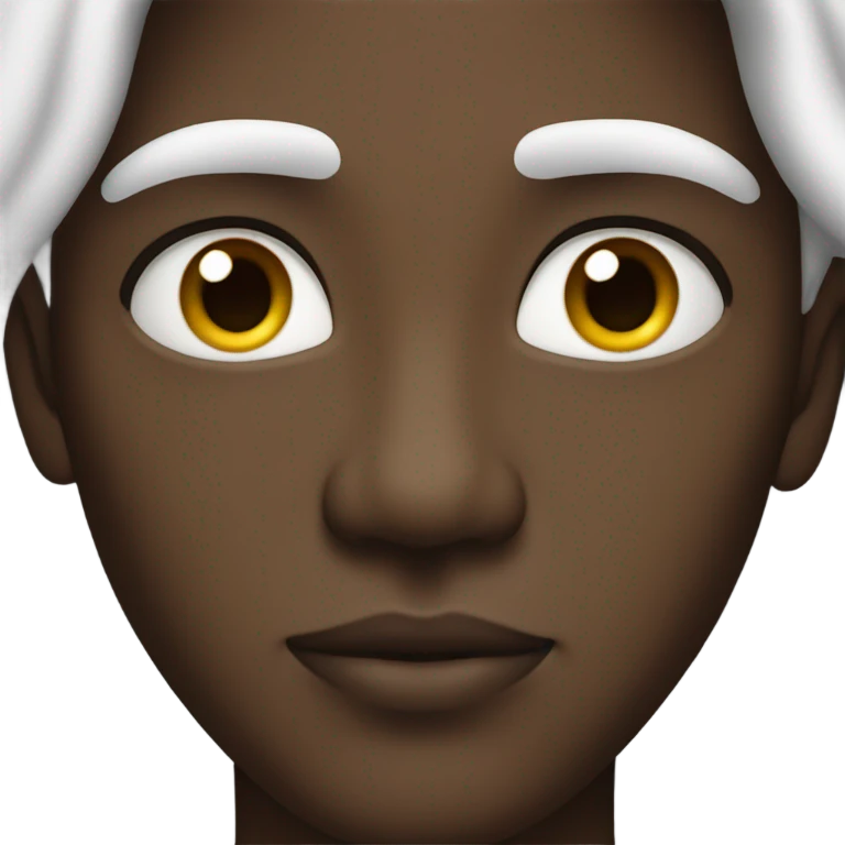 darkskin guy with bright lips and white hair and white eyes emoji