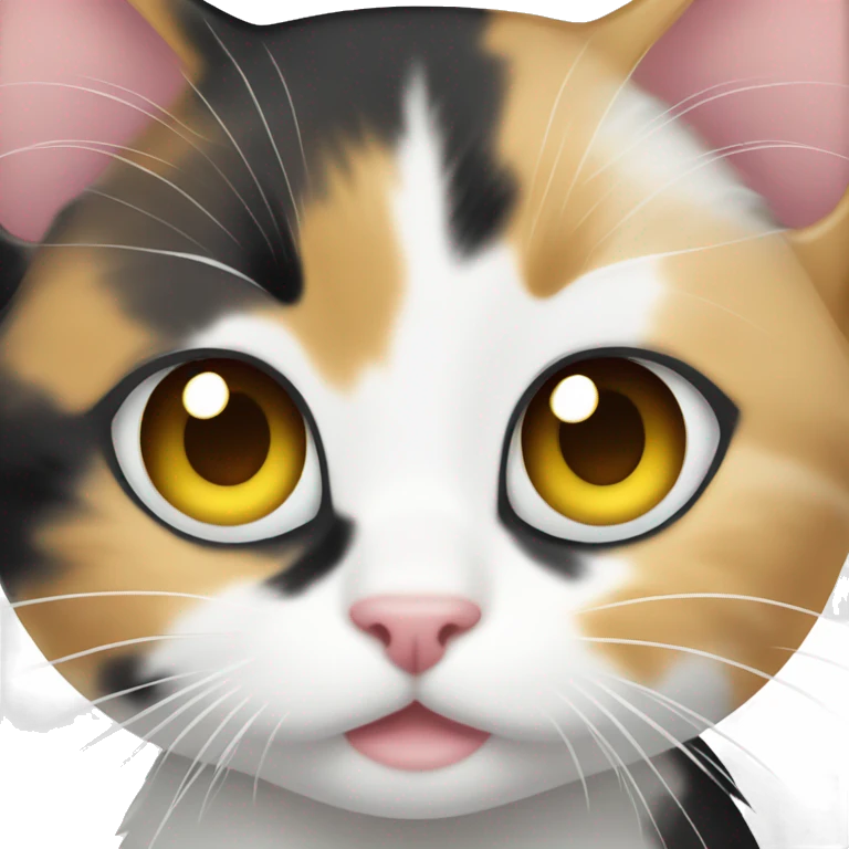 Tiny calico kitten with yellow eyes  emoji