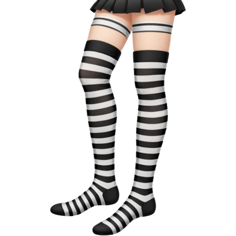 black and white striped stockings with two holes on each leg of white skin, no shoes emoji
